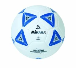 New ⭐ Mikasa Size 5 Deluxe Cushioned Soccer Ball, Ages 12 And Up, 27 Inch Diameter, White/Blue 🌟