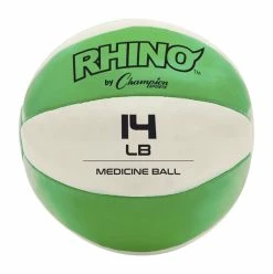 Hot Sale ✨ Champion Sports Rhino Leather Medicine Ball, 14 Pounds, Green/White 😉