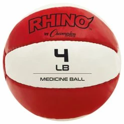 Flash Sale 𧨠Champion Sports Rhino Leather Medicine Ball, 4 Pounds, Red/White π