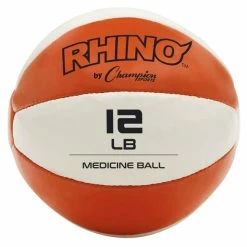 Promo ❤️ Champion Sports Rhino Leather Medicine Ball, 12 Pounds, Orange/White 😉